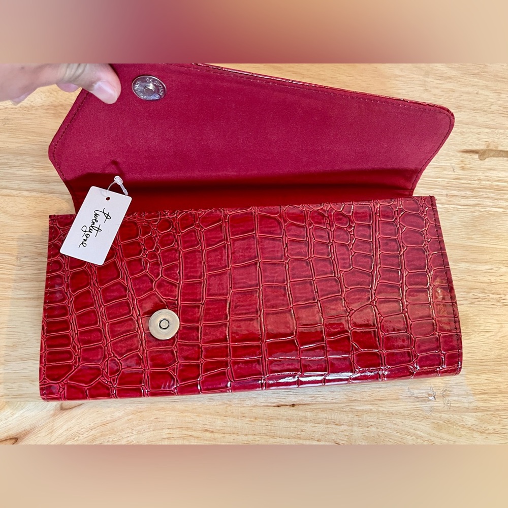 Twentyone Red Crocodile Pattern Clutch - image 2